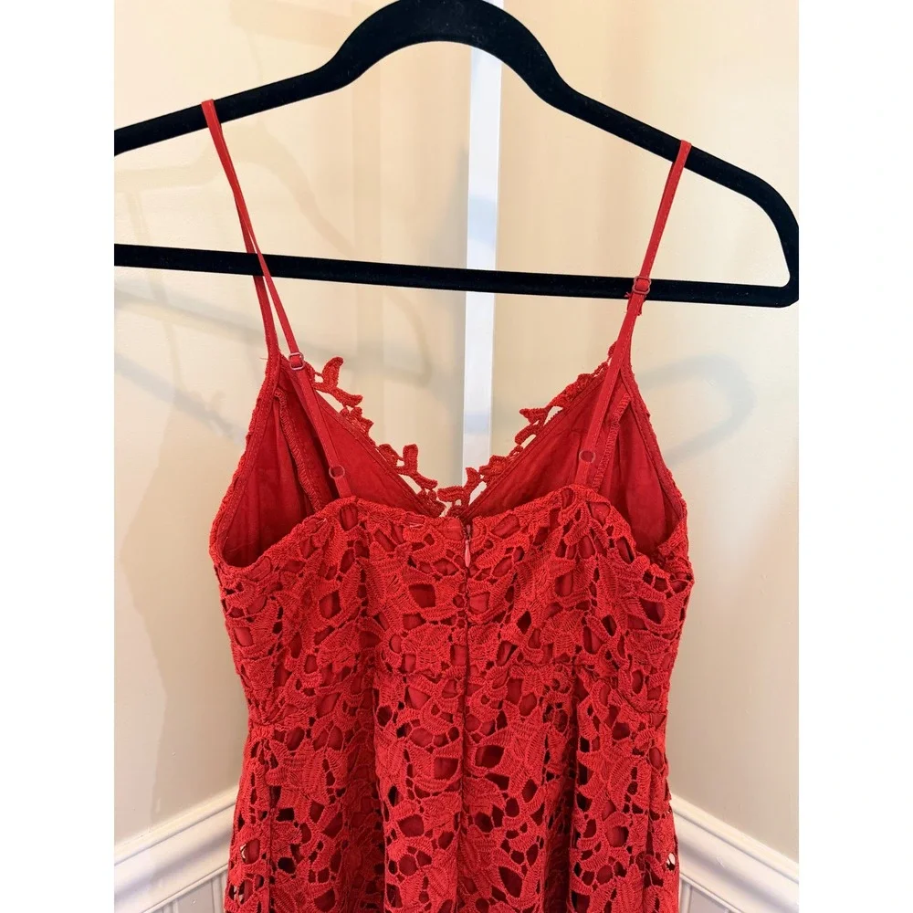 ASTR The Label Red Lace Cami Midi Dress Scalloped Wedding Guest Size S - Picture 15 of 16